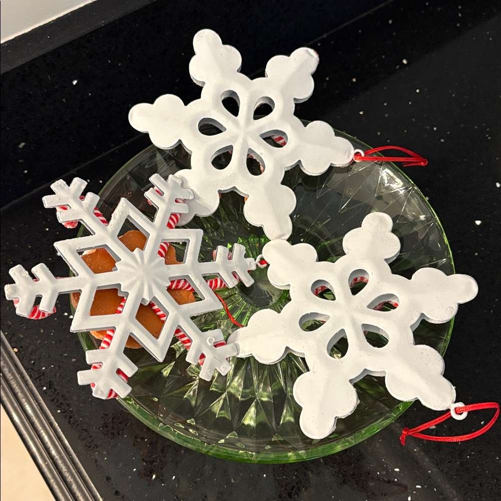 SET/3 Sugar Sparkle Candy Land Peppermint Gingerbread Star Snowflake Ornaments - Picture 2 of 6